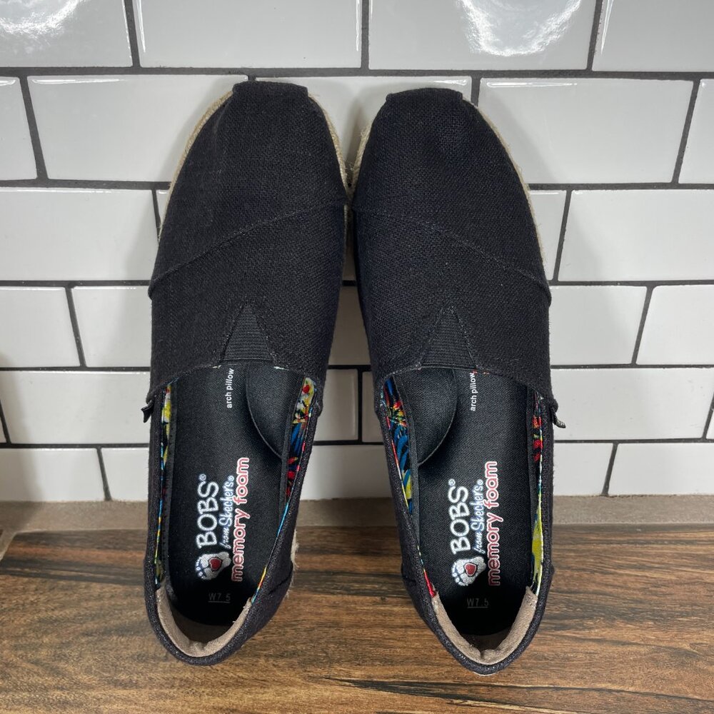 Skechers BOBS Highlights High Jinx Womens Sz 7.5 Shoes Black Canvas Espadrille - Picture 7 of 13